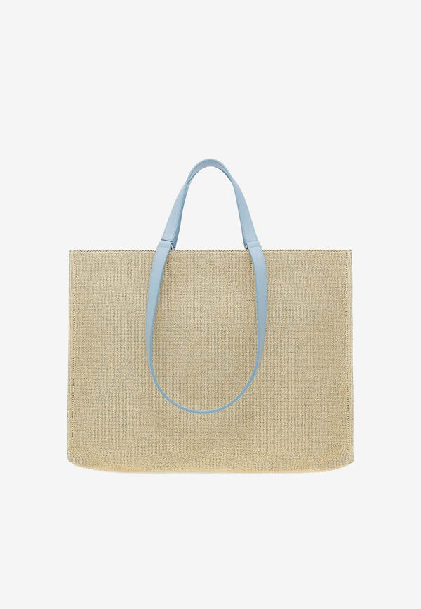 Large TT Sign Woven Raffia Tote Bag