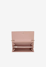 Gancini Grained Leather Chain Clutch