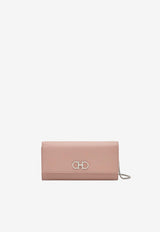 Gancini Grained Leather Chain Clutch