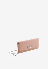 Gancini Grained Leather Chain Clutch