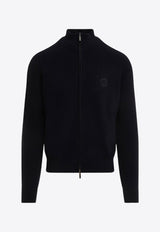 Logo Zip-Up Wool Cardigan