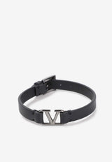 VLogo Plaque Leather Bracelet