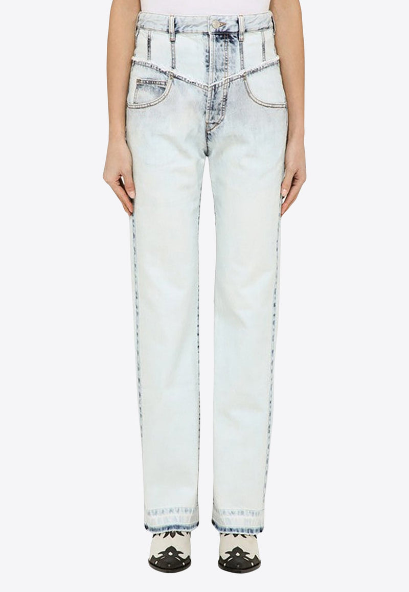 Frayed Edge Straight-Leg Jeans