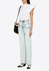 Frayed Edge Straight-Leg Jeans