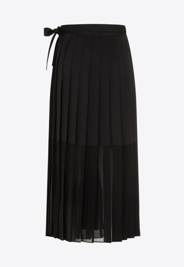 Pleated Wrap Midi Skirt