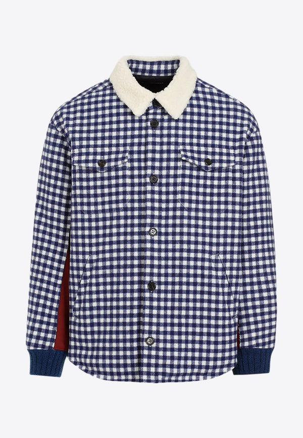 Checked Wool Bomber Jacket