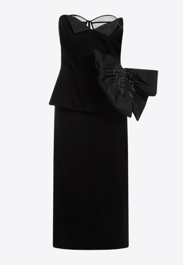 Décortiqué Strapless Midi Dress in Wool