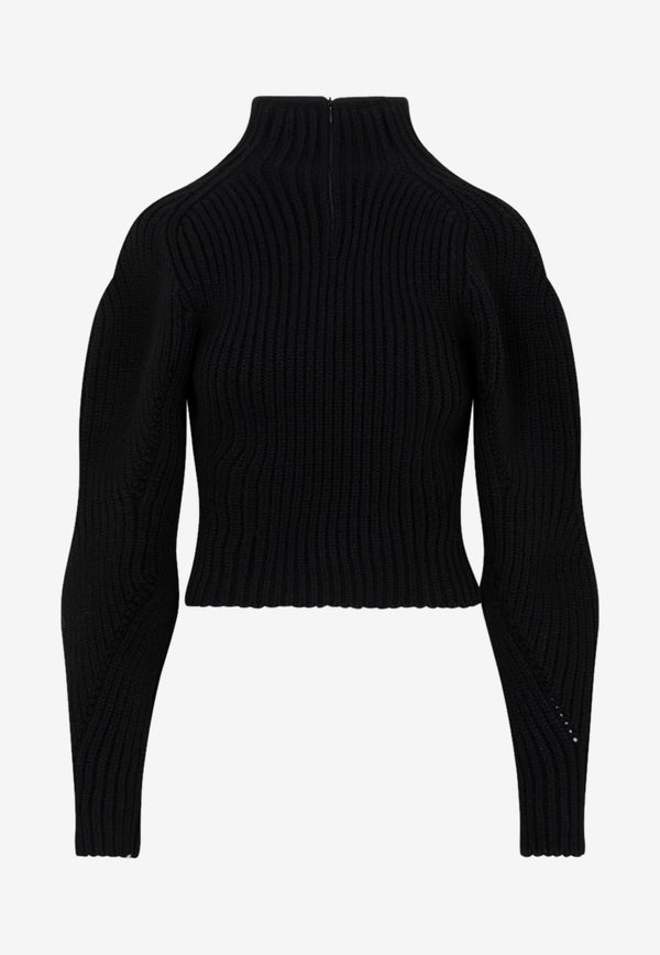 High Neck Rib-Knit Sweater