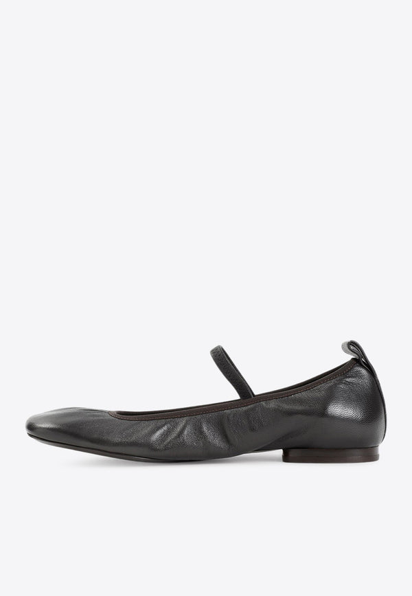 Square Leather Ballet Flats