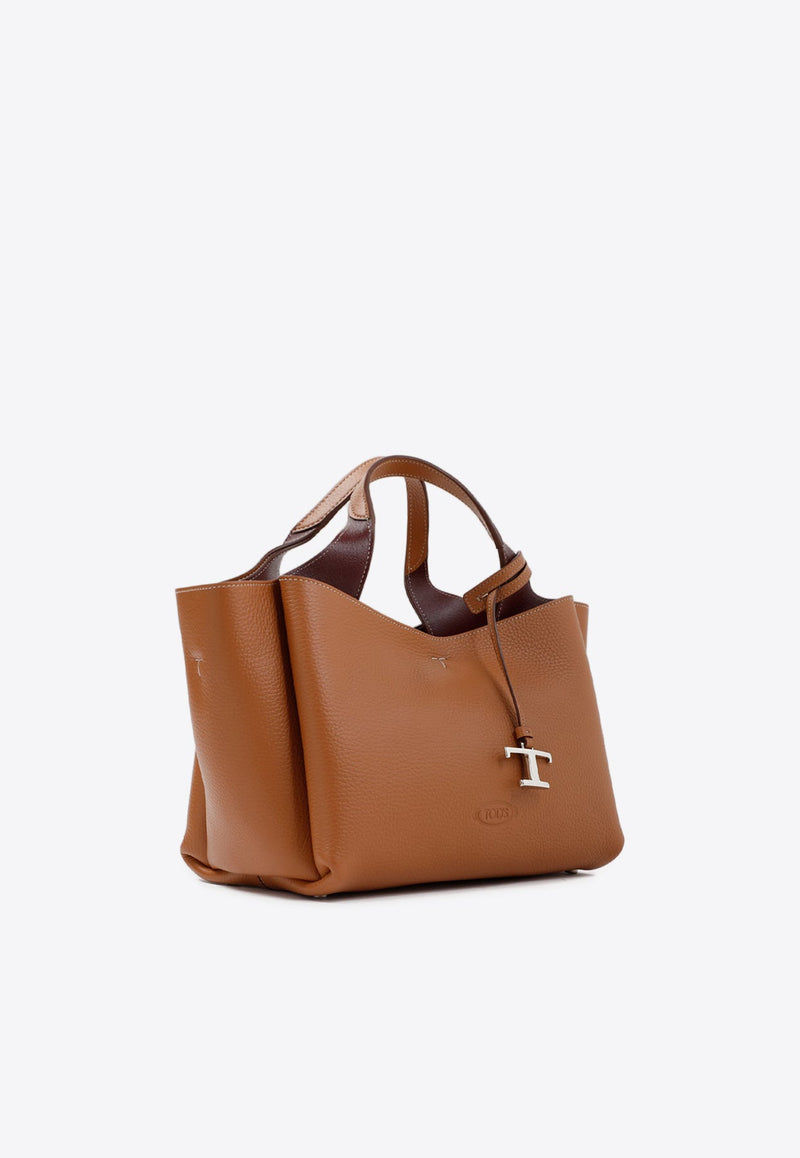 Mini T-Logo Leather Tote Bag