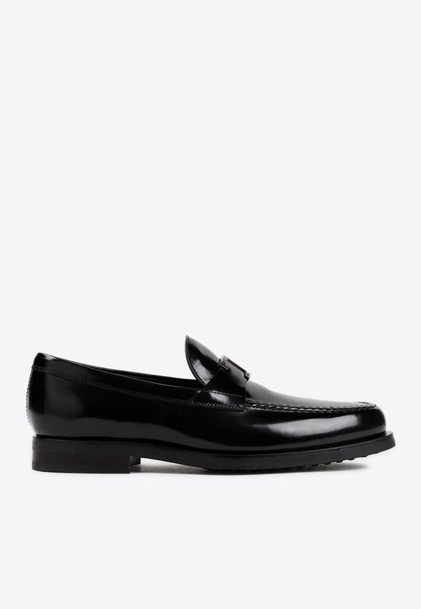 T-Strap Leather Loafers