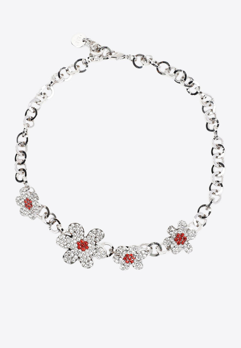 Crystal Flowers Chain Necklace