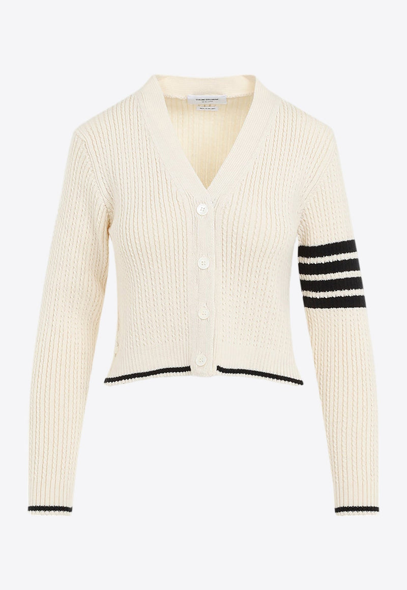 Cable knit Cropped V-Neck Cardigan