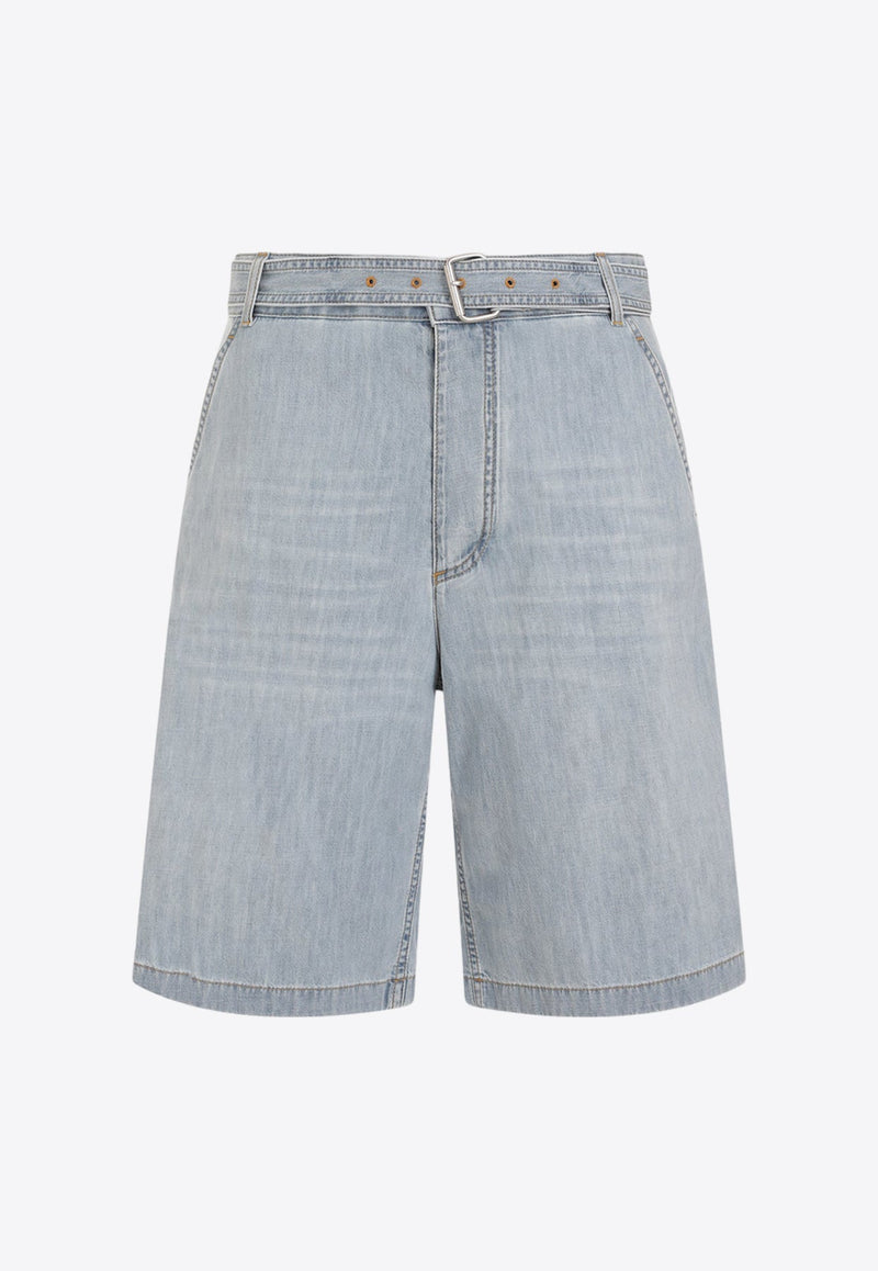 Belted Bermuda Denim Shorts