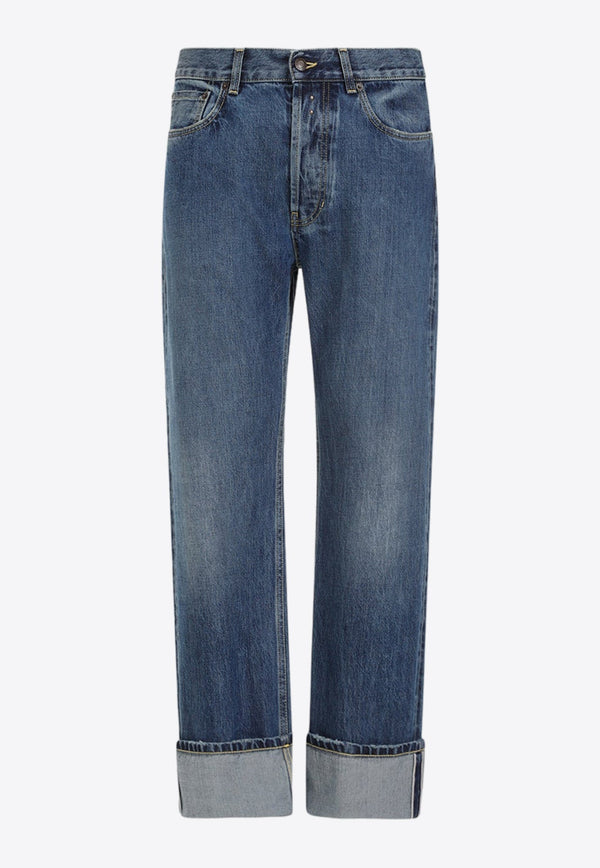 Cuffed Straight-Leg Jeans