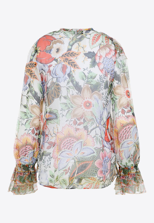 Floral Print Ruffled Blouse