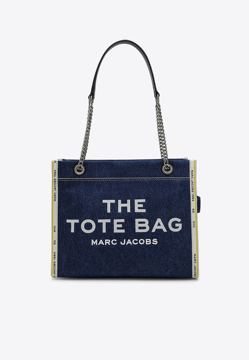 The Medium Denim Chain Tote Bag