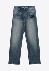 Logo Print Washed Jeans