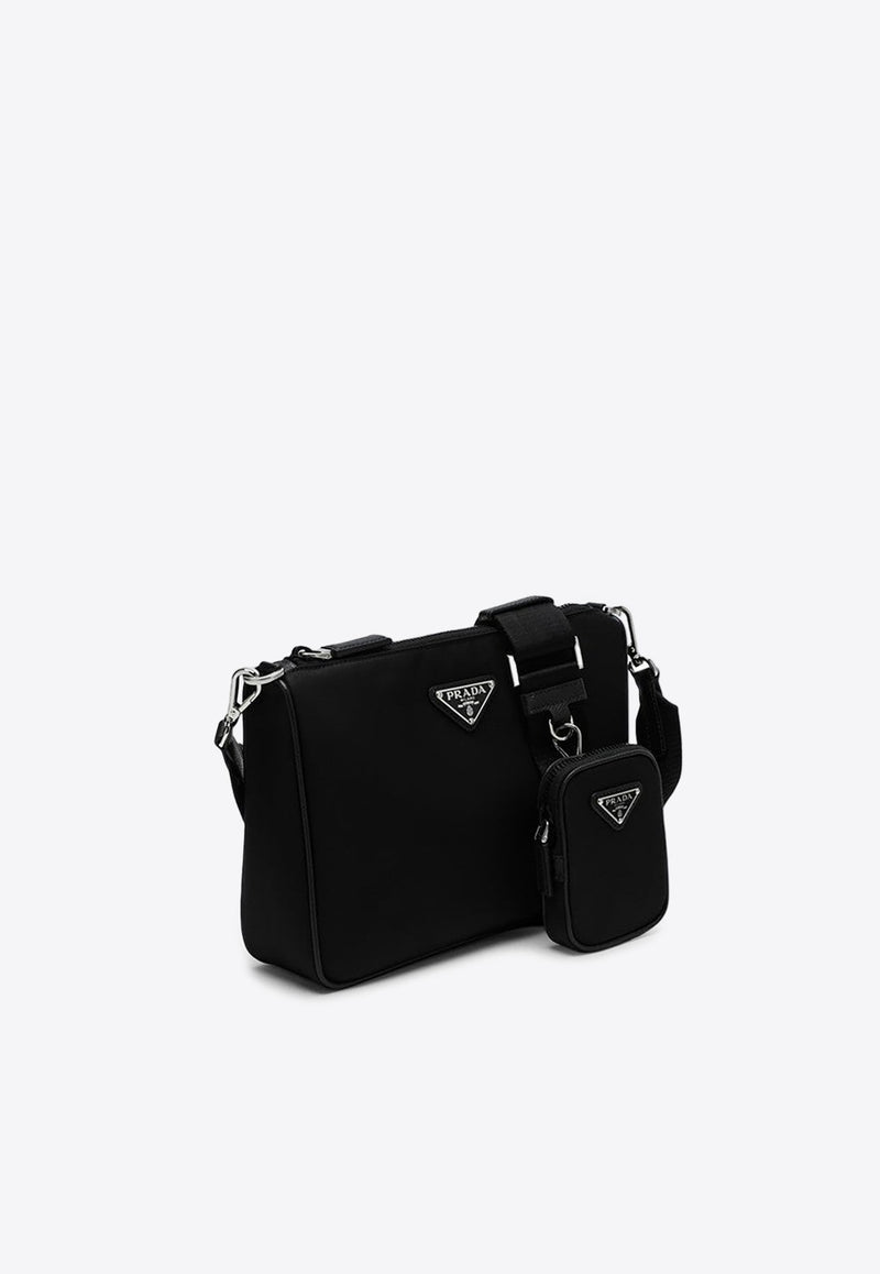 Re-Nylon and Saffiano Leather Crossbody Bag