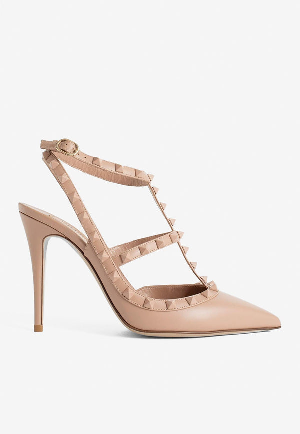 110 Rockstud Caged Pumps in Leather