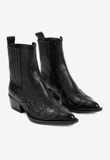 Debbie Studded Leather Ankle Boots