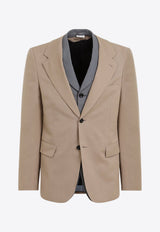 Single-Breasted Layered Wool Blazer