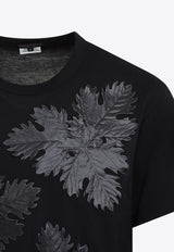 Leaf-Print Crewneck T-shirt