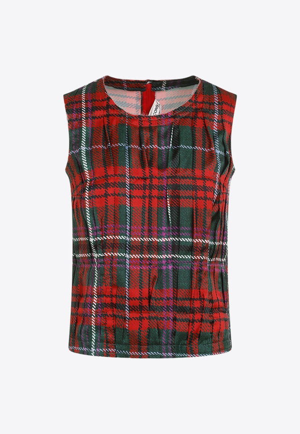 Tartan Sleeveless Satin Top