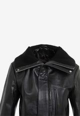 Cropped Leather Biker Jacket