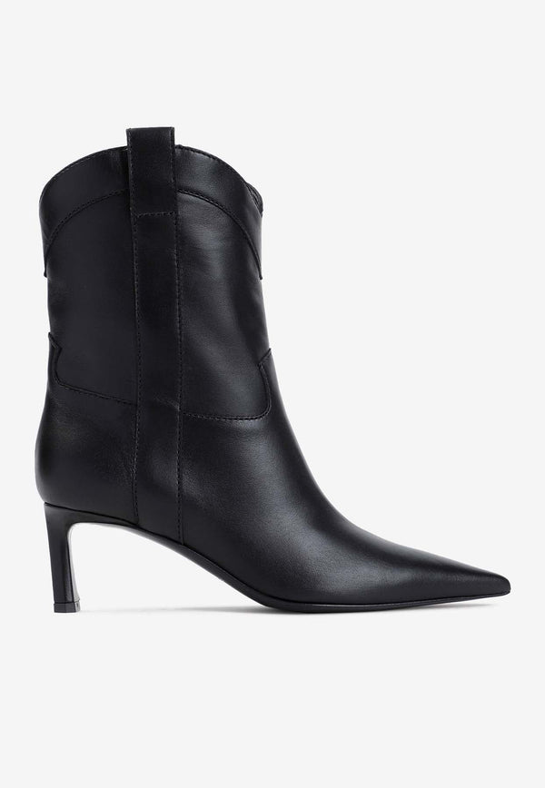 60 Pointed Leather Ankle Boots