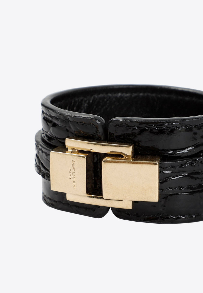 Croc-Embossed Leather Bracelet