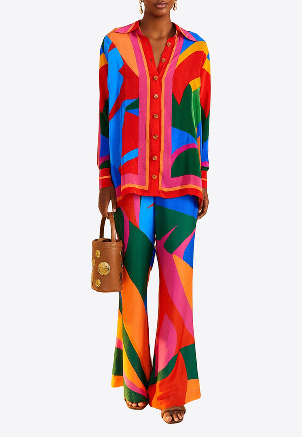 Colorful Leaves Flared Pants