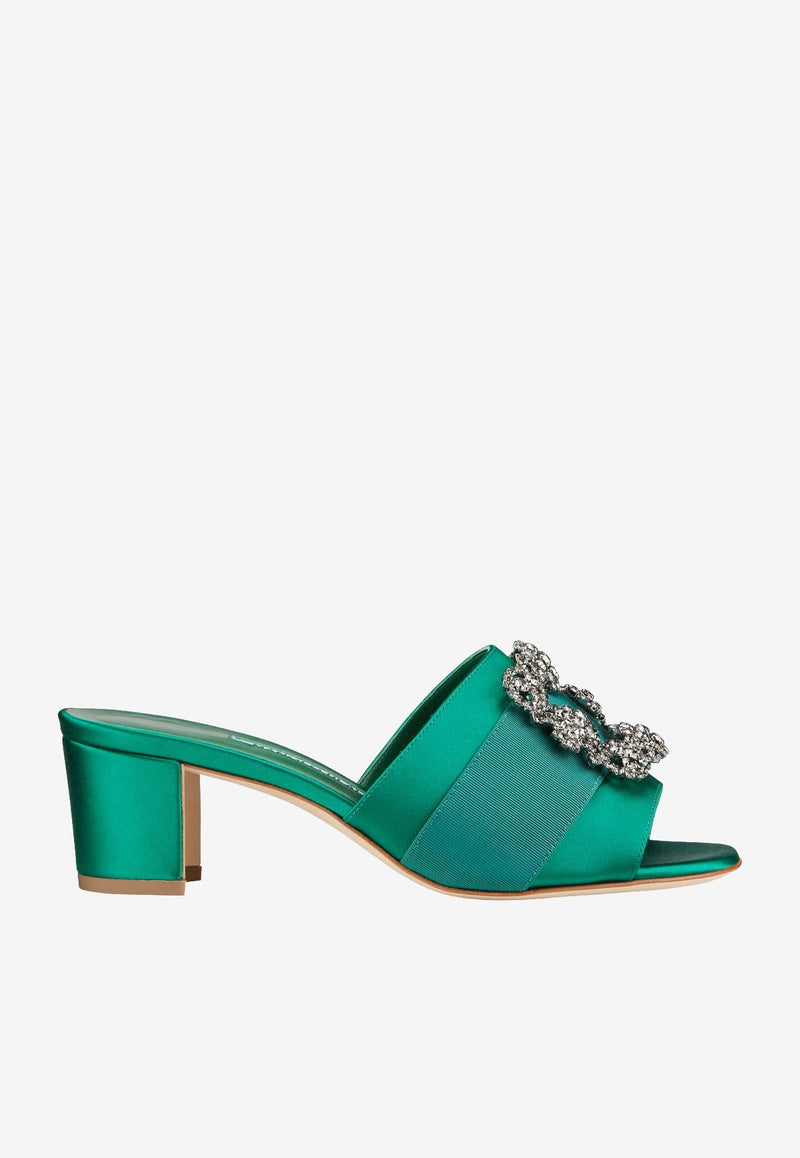 Martanew 50 Satin Mules with Crystal Buckle