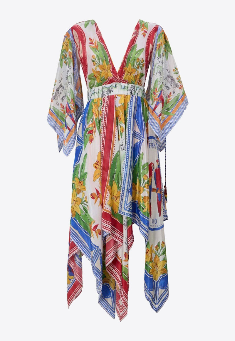 Tropical Destination V-neck Midi Dress