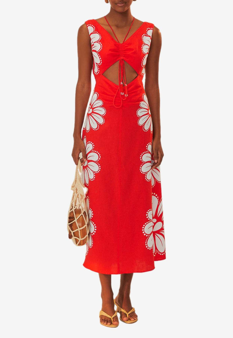 Ainika Cut-Out Floral Midi Dress