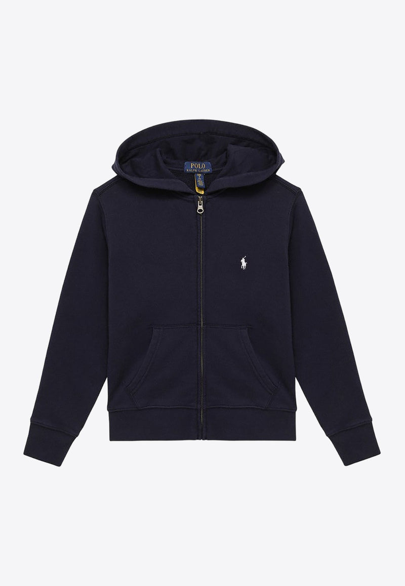 Boys Logo Embroidered Zip-Up Hoodie
