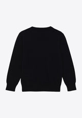 Boys Logo Embroidered Crewneck Sweater