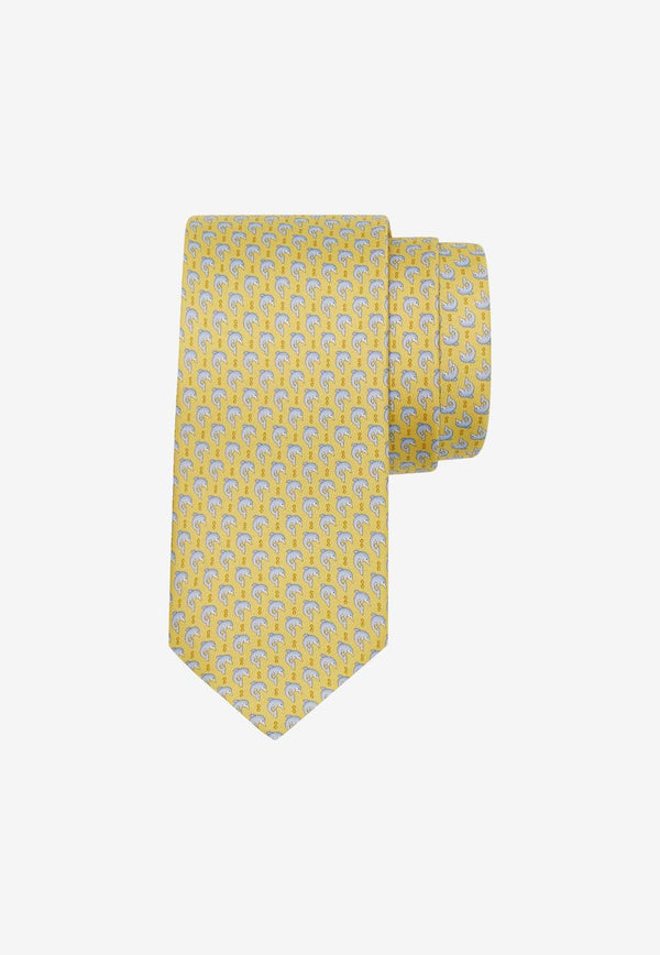 All-Over Dolphin Print Silk Tie