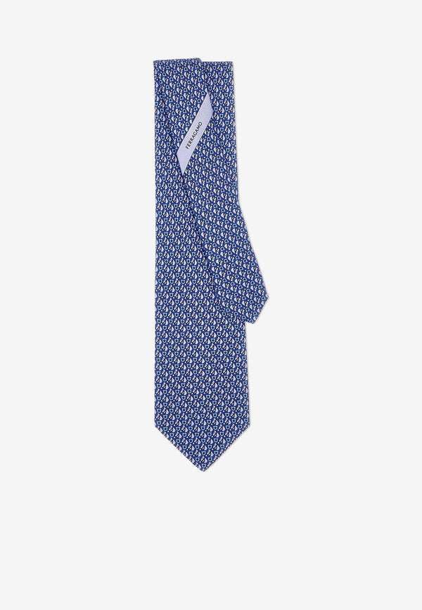 Equestrian Print Silk Tie