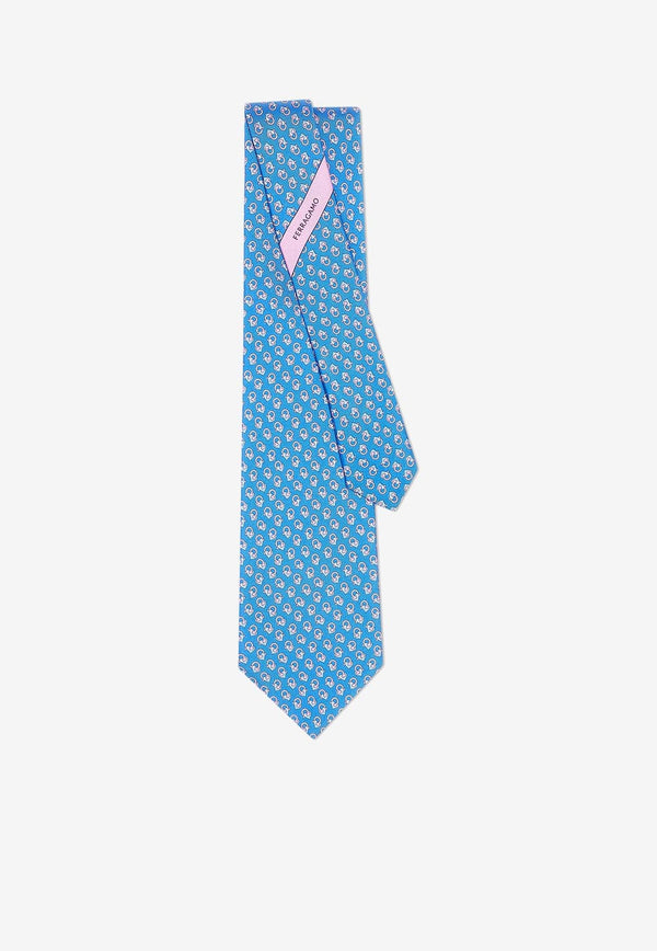 Gancini Love Print Silk Tie