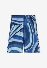 Iride-Print Silk Twill Shorts