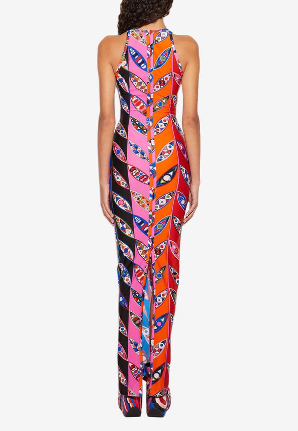 Girnandole Print V-neck Maxi Dress