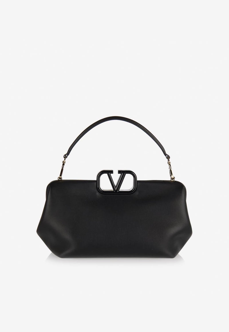 Small VLogo Top Handle Bag in Nappa Leather