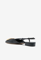 VLogo Slingback Flats in Calf Leather