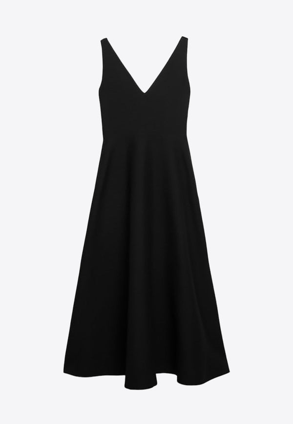 V-neck Crepe Couture Midi Dress