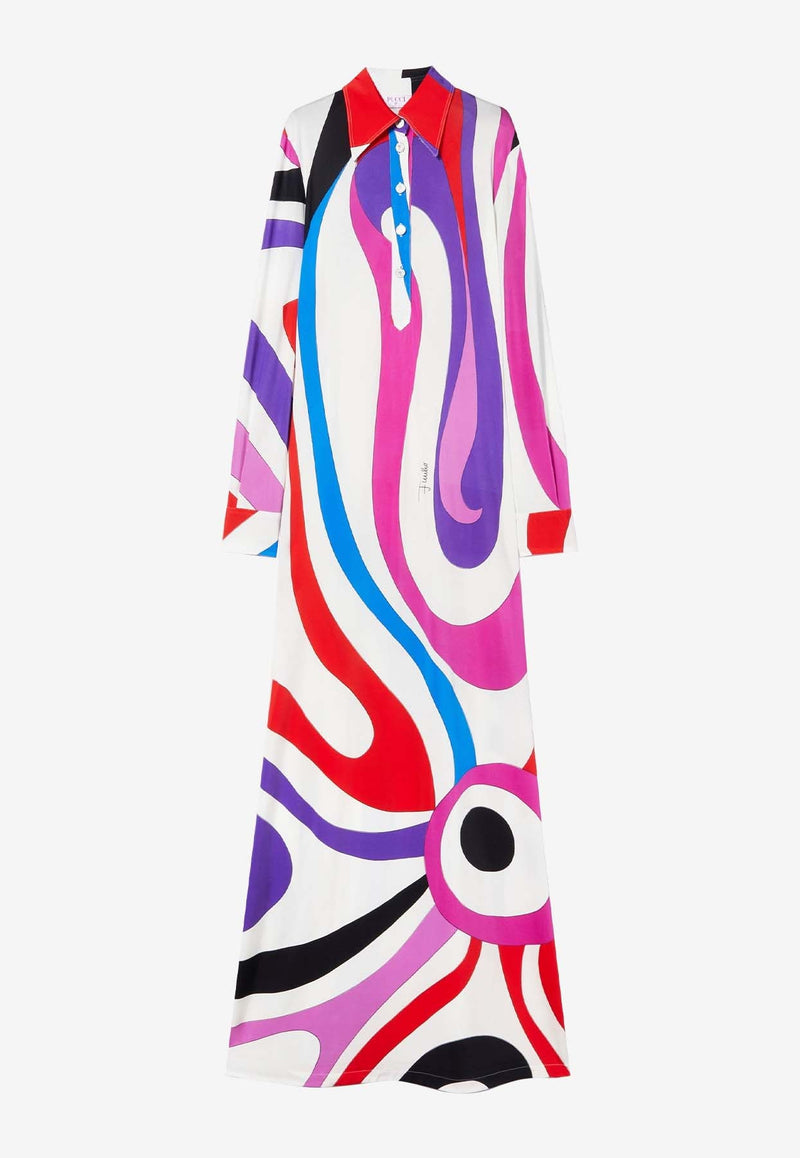 Marmo Print Maxi Shirt Dress