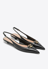 VLogo Signature Slingback Flats in Calf Leather