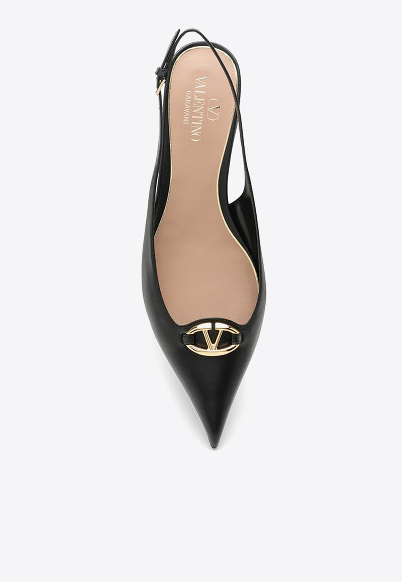 VLogo Signature Slingback Flats in Calf Leather