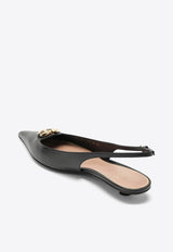 VLogo Signature Slingback Flats in Calf Leather