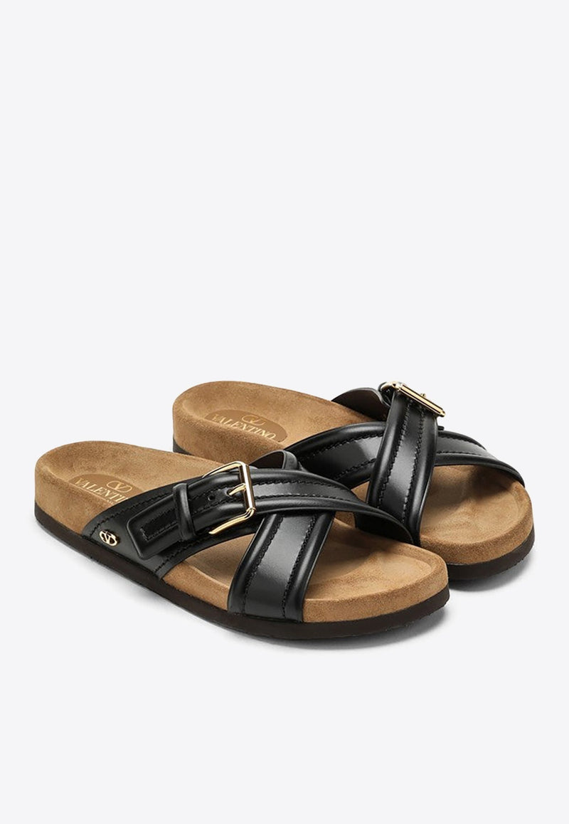 VLogo Cross-Over Strap Leather Sandals